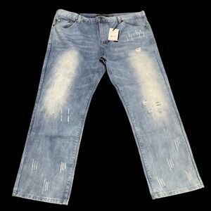 Maxi Milian Men’s Indigo 44x32 Straight Leg Distressed Jean NWT